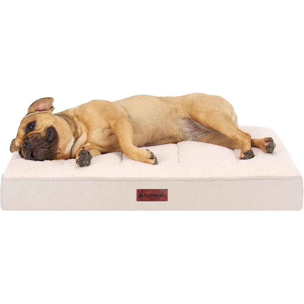 image:imageFurhaven Orthopedic Dog Bed Classic Cushion with Plush Tufted Top Supportive Foam Mattress Removable Washable Cover Joint Relief Gray LargeWheat
