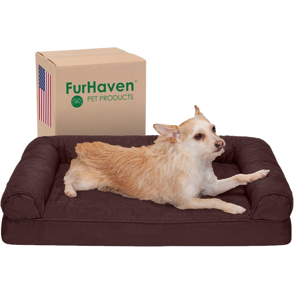 image:imageFurhaven Orthopedic Dog Bed for Large Dogs w Removable Bolsters amp Washable Cover For Dogs Up to 95 lbs Quilted Sofa Navy Blue JumboXLCoffee
