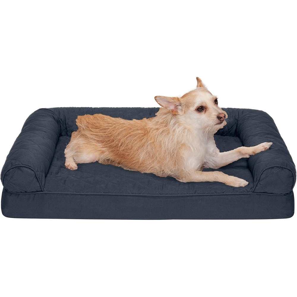 image:imageFurhaven Orthopedic Dog Bed for Large Dogs w Removable Bolsters amp Washable Cover For Dogs Up to 95 lbs Quilted Sofa Navy Blue JumboXLIron Gray
