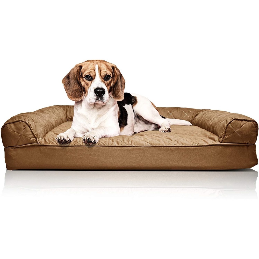 image:imageFurhaven Orthopedic Dog Bed for Large Dogs w Removable Bolsters amp Washable Cover For Dogs Up to 95 lbs Quilted Sofa Navy Blue JumboXLToasted Brown