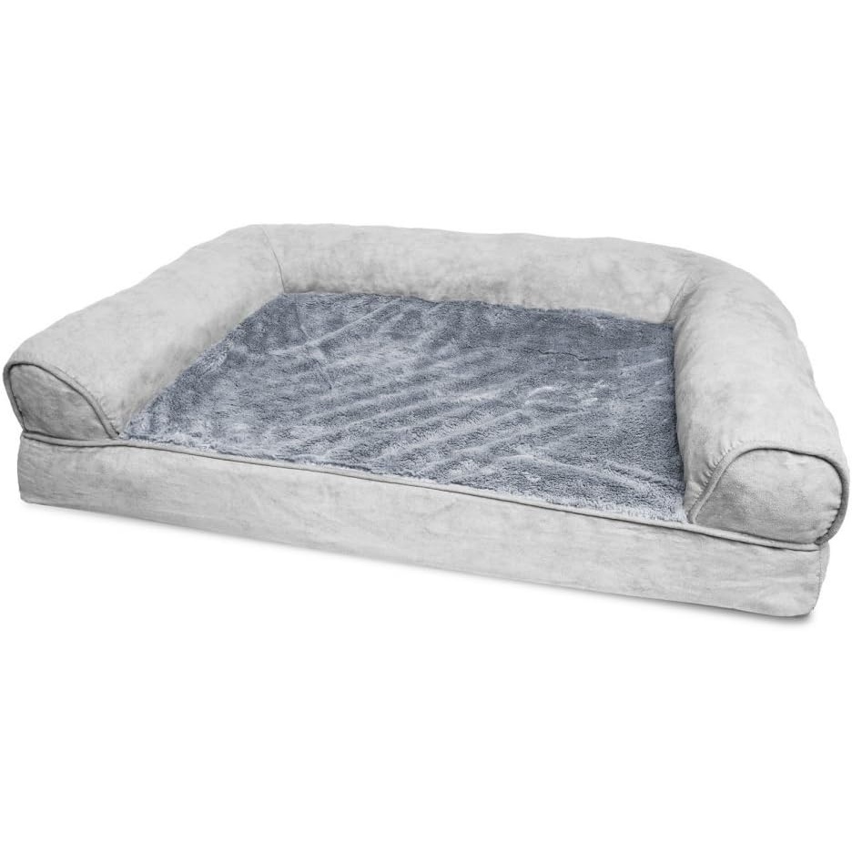image:imageFurhaven Orthopedic Dog Bed for LargeMedium Dogs w Removable Bolsters amp Washable Cover For Dogs Up to 55 lbs Plush amp Suede Sofa Gray LargeGray