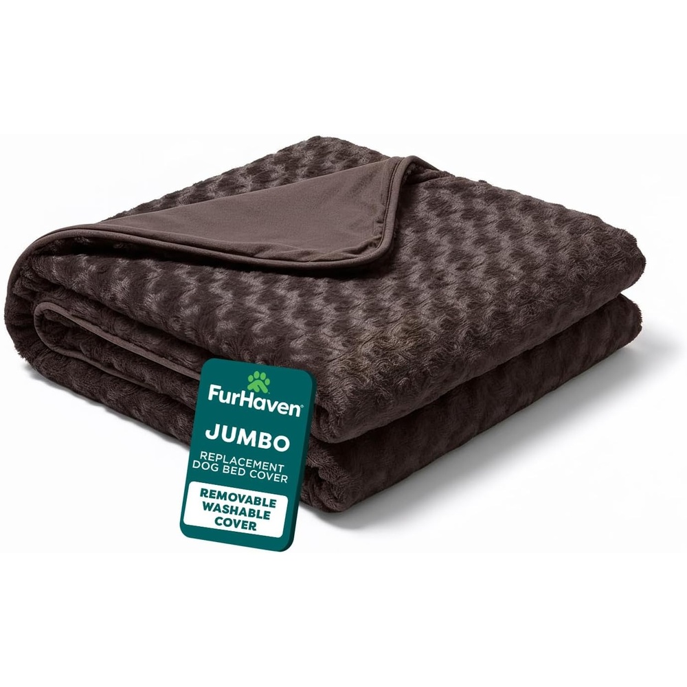 image:imageFurhaven Replacement Dog Bed Cover Ultra Plush Faux Fur amp Suede Contour Luxe Lounger Machine Washable Chocolate LargeUltra Plush Chocolate