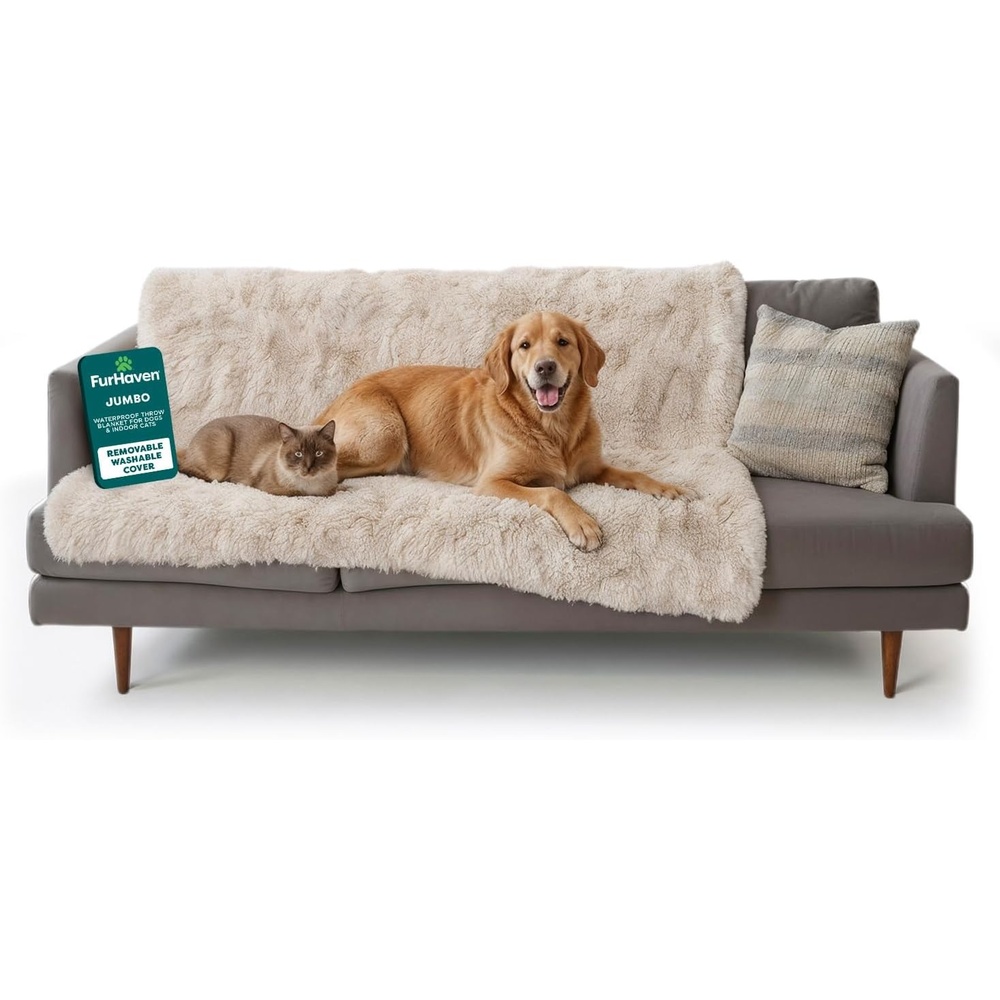 image:imageFurhaven Waterproof Throw Blanket for Dogs amp Indoor Cats Reversible Protective Pet Blanket Extra Large Long Faux Fur amp Velvet DriftwoodDriftwood