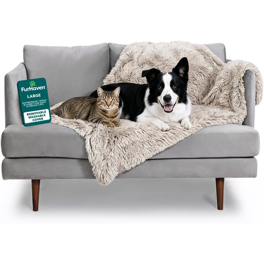 image:imageFurhaven Waterproof Throw Blanket for Dogs amp Indoor Cats Reversible Protective Pet Blanket Large Long Faux Fur amp Velvet Driftwood