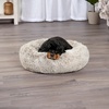FurHaven 23″ Calming Donut Dog Bed for Small Dogs & Cats, Round Plush Donut Design with Soft Filling for Snuggling Comfort, Removable Washable Cover, Small, Shaggy Faux Fur, Mist Gray(Driftwood)