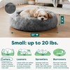 FurHaven 23″ Calming Donut Dog Bed for Small Dogs & Cats, Round Plush Donut Design with Soft Filling for Snuggling Comfort, Removable Washable Cover, Small, Shaggy Faux Fur, Mist Gray(Gray)