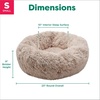 FurHaven 23″ Calming Donut Dog Bed for Small Dogs & Cats, Round Plush Donut Design with Soft Filling for Snuggling Comfort, Removable Washable Cover, Small, Shaggy Faux Fur, Mist Gray(Taupe)