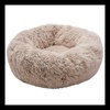 FurHaven 23″ Calming Donut Dog Bed for Small Dogs & Cats, Round Plush Donut Design with Soft Filling for Snuggling Comfort, Removable Washable Cover, Small, Shaggy Faux Fur, Mist Gray(Taupe)