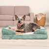 FurHaven Cooling Gel Dog Bed for Large Dogs, Perfect Comfort Sofa Bed, Cool Gel-Top Foam & Solid Orthopedic Foam Base for Joint Support, Removable Washable Cover, Jumbo XL, Plush & Velvet, Brownstone(Celadon Green)