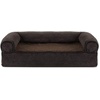 FurHaven Dog Bed Cover Replacement, Sofa-Style Design with Soft, Breathable Fabric for Cozy Comfort, Machine Washable, Jumbo Plus XXL, Plush & Velvet Waves, Brownstone((Sherpa & Chenille) Coffee)