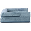 FurHaven Dog Bed Cover Replacement, Sofa-Style Design with Soft, Breathable Fabric for Cozy Comfort, Machine Washable, Jumbo Plus XXL, Plush & Velvet Waves, Brownstone((Faux Fur & Velvet) Harbor Blue)