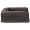 FurHaven Dog Bed Cover Replacement, Sofa-Style Design with Soft, Breathable Fabric for Cozy Comfort, Machine Washable, Jumbo Plus XXL, Plush & Velvet Waves, Brownstone((Sherpa & Chenille) Coffee)