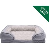 FurHaven Dog Bed Cover Replacement, Sofa-Style Design with Soft, Breathable Fabric for Cozy Comfort, Machine Washable, Jumbo Plus XXL, Plush & Velvet Waves, Brownstone(Granite Gray)