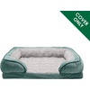 FurHaven Dog Bed Cover Replacement, Sofa-Style Design with Soft, Breathable Fabric for Cozy Comfort, Machine Washable, Jumbo Plus XXL, Plush & Velvet Waves, Brownstone(Celadon Green)