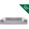 FurHaven Dog Bed Cover Replacement, Sofa-Style Design with Soft, Breathable Fabric for Cozy Comfort, Machine Washable, Jumbo Plus XXL, Plush & Velvet Waves, Brownstone((Faux Fur & Velvet) Smoke Gray)