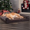 FurHaven Dog Bed Cover Replacement, Sofa-Style Design with Soft, Breathable Fabric for Cozy Comfort, Machine Washable, Jumbo Plus XXL, Plush & Velvet Waves, Brownstone(Coffee (Sherpa & Chenille))