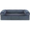 FurHaven Dog Bed Cover Replacement, Sofa-Style Design with Soft, Breathable Fabric for Cozy Comfort, Machine Washable, Jumbo Plus XXL, Plush & Velvet Waves, Brownstone((Sherpa & Chenille) Orion Blue)