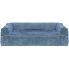 FurHaven Dog Bed Cover Replacement, Sofa-Style Design with Soft, Breathable Fabric for Cozy Comfort, Machine Washable, Jumbo Plus XXL, Plush & Velvet Waves, Brownstone((Faux Fur & Velvet) Harbor Blue)
