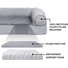 FurHaven Dog Bed Cover Replacement, Sofa-Style Design with Soft, Breathable Fabric for Cozy Comfort, Machine Washable, Jumbo Plus XXL, Plush & Velvet Waves, Brownstone(Gray)
