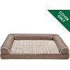FurHaven Dog Bed Cover Replacement, Sofa-Style Design with Soft, Breathable Fabric for Cozy Comfort, Machine Washable, Jumbo Plus XXL, Plush & Velvet Waves, Brownstone(Woodsmoke)