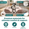FurHaven Dog Bed Cover Replacement, Sofa-Style Design with Soft, Breathable Fabric for Cozy Comfort, Machine Washable, Jumbo Plus XXL, Plush & Velvet Waves, Brownstone(Brownstone)