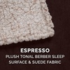 FurHaven Dog Bed Cover Replacement, Sofa-Style Design with Soft, Breathable Fabric for Cozy Comfort, Machine Washable, Jumbo Plus XXL, Plush & Velvet Waves, Brownstone(Blanket Top – Berber & Suede (Espresso))