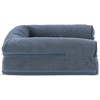 FurHaven Dog Bed Cover Replacement, Sofa-Style Design with Soft, Breathable Fabric for Cozy Comfort, Machine Washable, Jumbo Plus XXL, Plush & Velvet Waves, Brownstone((Sherpa & Chenille) Orion Blue)