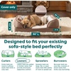 FurHaven Dog Bed Cover Replacement, Sofa-Style Design with Soft, Breathable Fabric for Cozy Comfort, Machine Washable, Large, Plush & Velvet Waves, Celadon Green(Brownstone)