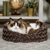 FurHaven Dog Bed for Small Dogs, Oval Lounger with Soft Pillow Cushion Insert for Cozy Comfort, Removable Washable Cover, Small, Faux Fur & Suede, Gray(Peluche chocolate.)