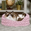 FurHaven Dog Bed for Small Dogs, Oval Lounger with Soft Pillow Cushion Insert for Cozy Comfort, Removable Washable Cover, Small, Faux Fur & Suede, Gray(Plush Pink)