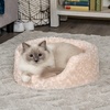 FurHaven Dog Bed for Small Dogs, Oval Lounger with Soft Pillow Cushion Insert for Cozy Comfort, Removable Washable Cover, Small, Faux Fur & Suede, Gray(Plush Cream)