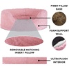 FurHaven Dog Bed for Small Dogs, Oval Lounger with Soft Pillow Cushion Insert for Cozy Comfort, Removable Washable Cover, Small, Faux Fur & Suede, Gray(Plush Pink)