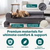 FurHaven Orthopedic Dog Bed for Large Dogs, L-Shaped Chaise Contour Mattress with Solid Orthopedic Foam Slab for Joint Support, Removable Washable Cover, Jumbo Plus XXL, Faux Fur & Suede, Espresso(Platinum Gray)
