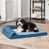 FurHaven Orthopedic Dog Bed for Large Dogs, L-Shaped Chaise Contour Mattress with Solid Orthopedic Foam Slab for Joint Support, Removable Washable Cover, Jumbo Plus XXL, Faux Fur & Suede, Espresso(Marine Blue)