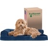 FurHaven Orthopedic Dog Bed for Large Dogs, L-Shaped Chaise Contour Mattress with Solid Orthopedic Foam Slab for Joint Support, Removable Washable Cover, Jumbo Plus XXL, Faux Fur & Suede, Espresso(Deep Sapphire)