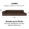 FurHaven Orthopedic Dog Bed for Large Dogs, L-Shaped Chaise Contour Mattress with Solid Orthopedic Foam Slab for Joint Support, Removable Washable Cover, Jumbo Plus XXL, Faux Fur & Suede, Espresso(Dino Toy + Sable Brown)