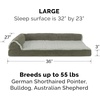 FurHaven Orthopedic Dog Bed for Large Dogs, L-Shaped Chaise Contour Mattress with Solid Orthopedic Foam Slab for Joint Support, Removable Washable Cover, Jumbo Plus XXL, Faux Fur & Suede, Espresso(Dark Sage)