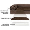 FurHaven Orthopedic Dog Bed for Large Dogs, L-Shaped Chaise Contour Mattress with Solid Orthopedic Foam Slab for Joint Support, Removable Washable Cover, Jumbo Plus XXL, Faux Fur & Suede, Espresso(Rooster Toy + Sable Brown)