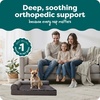 FurHaven Orthopedic Dog Bed for Large Dogs, L-Shaped Chaise Contour Mattress with Solid Orthopedic Foam Slab for Joint Support, Removable Washable Cover, Jumbo Plus XXL, Faux Fur & Suede, Espresso(Platinum Gray)