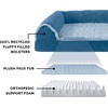 FurHaven Orthopedic Dog Bed for Large Dogs, L-Shaped Chaise Contour Mattress with Solid Orthopedic Foam Slab for Joint Support, Removable Washable Cover, Jumbo Plus XXL, Faux Fur & Suede, Espresso(Marine Blue)