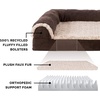 FurHaven Orthopedic Dog Bed for Large Dogs, L-Shaped Chaise Contour Mattress with Solid Orthopedic Foam Slab for Joint Support, Removable Washable Cover, Jumbo Plus XXL, Faux Fur & Suede, Espresso(Dino Toy + Espresso)