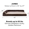 FurHaven Orthopedic Dog Bed for Large Dogs, L-Shaped Chaise Contour Mattress with Solid Orthopedic Foam Slab for Joint Support, Removable Washable Cover, Jumbo Plus XXL, Faux Fur & Suede, Espresso(Dino Toy + Espresso)