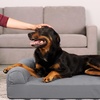 FurHaven Orthopedic Dog Bed for Large Dogs, L-Shaped Chaise Contour Mattress with Solid Orthopedic Foam Slab for Joint Support, Removable Washable Cover, Jumbo Plus XXL, Faux Fur & Suede, Espresso(Titanium)