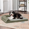 FurHaven Orthopedic Dog Bed for Large Dogs, L-Shaped Chaise Contour Mattress with Solid Orthopedic Foam Slab for Joint Support, Removable Washable Cover, Jumbo Plus XXL, Faux Fur & Suede, Espresso(Dark Sage)