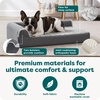 FurHaven Orthopedic Dog Bed for Large Dogs, L-Shaped Chaise Contour Mattress with Solid Orthopedic Foam Slab for Joint Support, Removable Washable Cover, Jumbo Plus XXL, Faux Fur & Suede, Espresso(Stone Gray)