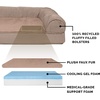 FurHaven Orthopedic Dog Bed for Large Dogs, Sofa-Style with Cool Gel-Top Foam with a Solid Orthopedic Foam Base for Joint Support, Removable Washable Cover, Jumbo XL, Plush & Suede, Gray(Almondine)