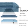 FurHaven Orthopedic Dog Bed for Large Dogs, Sofa-Style with Cool Gel-Top Foam with a Solid Orthopedic Foam Base for Joint Support, Removable Washable Cover, Jumbo XL, Plush & Suede, Gray(Harbor Blue)