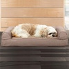 FurHaven Orthopedic Dog Bed for Large Dogs, Sofa-Style with Cool Gel-Top Foam with a Solid Orthopedic Foam Base for Joint Support, Removable Washable Cover, Jumbo XL, Plush & Suede, Gray(Almondine)