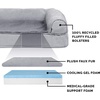 FurHaven Orthopedic Dog Bed for Large Dogs, Sofa-Style with Cool Gel-Top Foam with a Solid Orthopedic Foam Base for Joint Support, Removable Washable Cover, Jumbo XL, Plush & Suede, Gray(Gray)