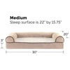 FurHaven Orthopedic Dog Bed for Large Dogs, Sofa-Style with Cool Gel-Top Foam with a Solid Orthopedic Foam Base for Joint Support, Removable Washable Cover, Jumbo XL, Plush & Suede, Gray(Cream)